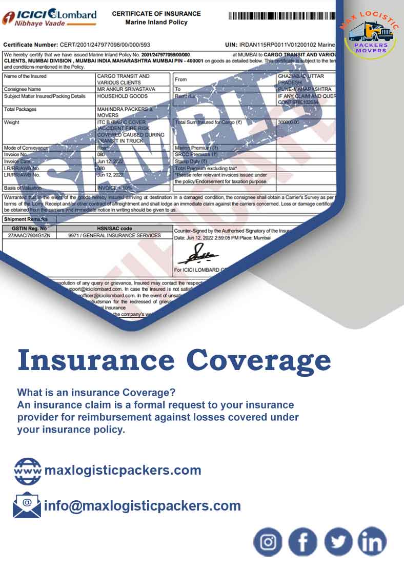 Insurance Coverage | Max Logistic Packers Movers